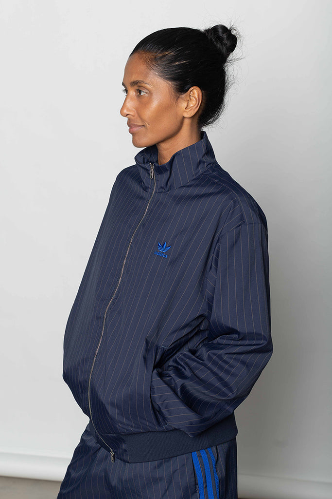 Pinstripe Track Jacket - Night Navy