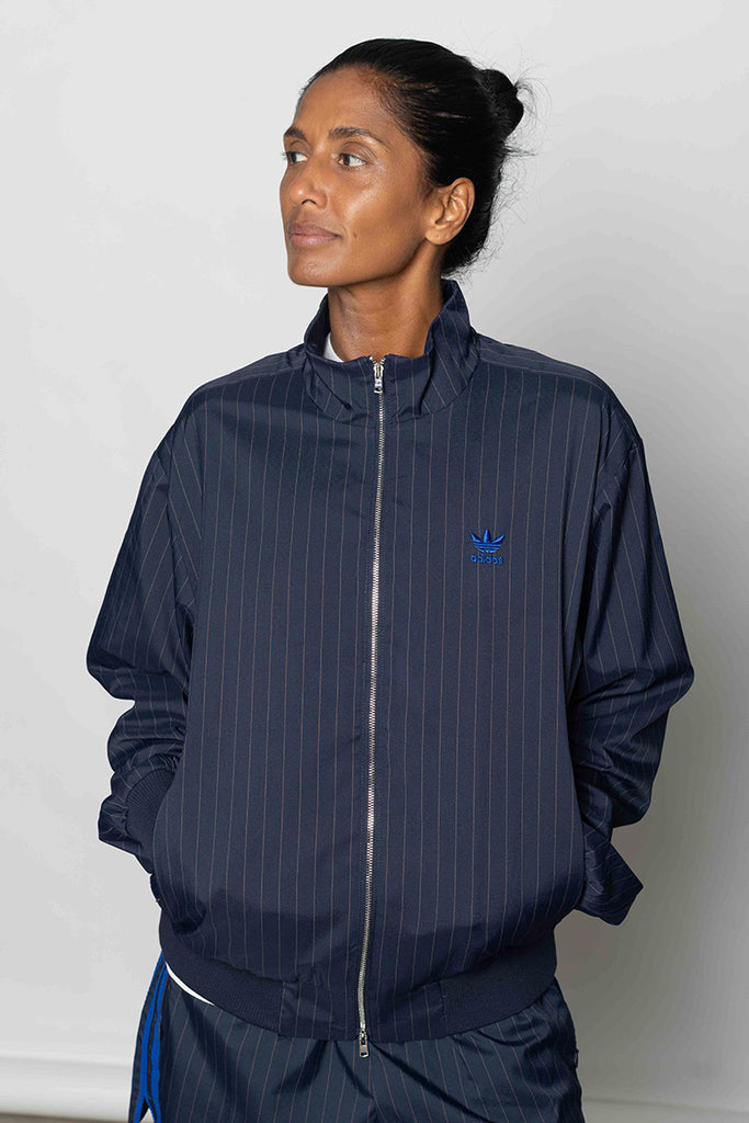 Pinstripe Track Jacket - Night Navy