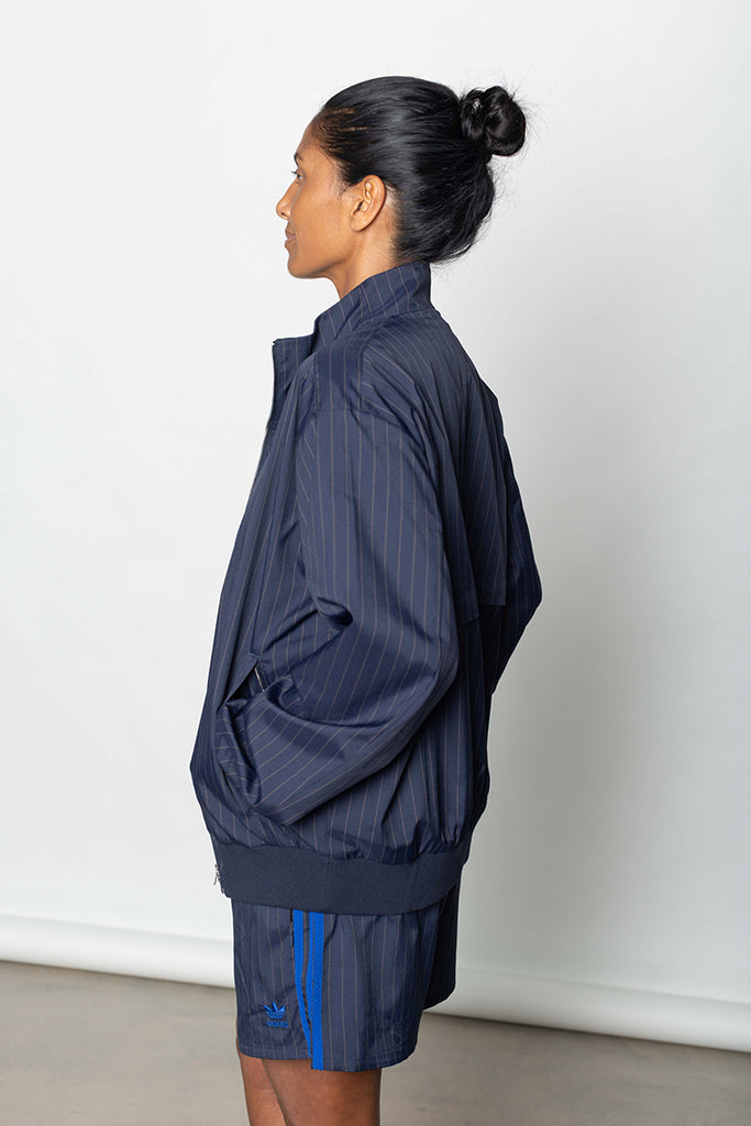 Pinstripe Track Jacket - Night Navy