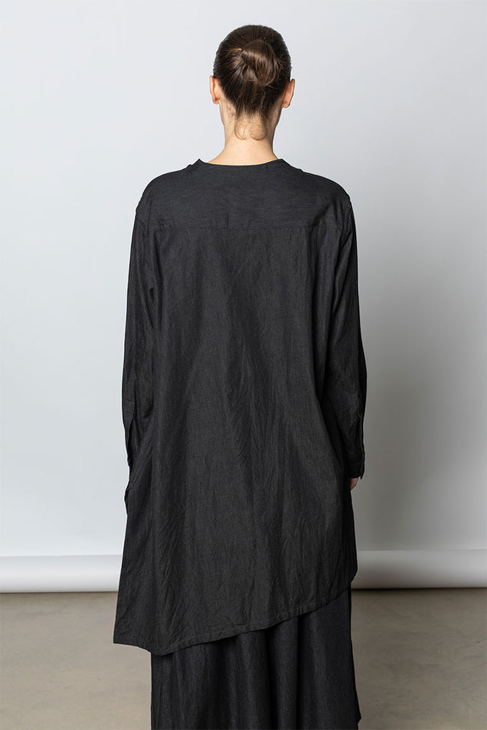Pintucked Denim Shirt - Black