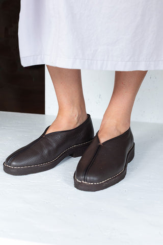 Piped Crepe Slippers - Dark Brown