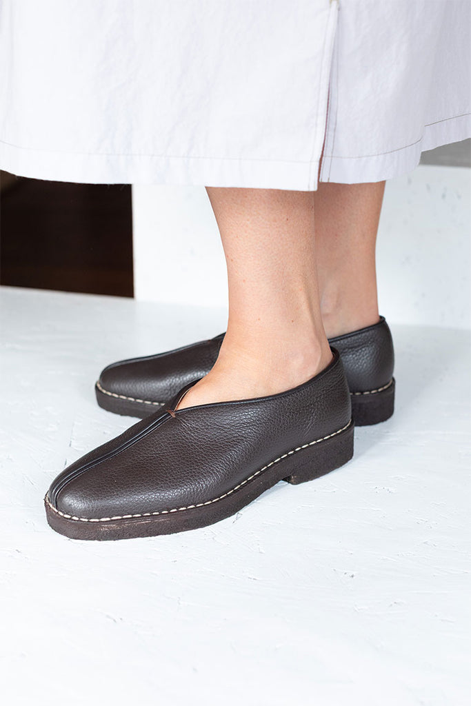 Piped Crepe Slippers - Dark Brown