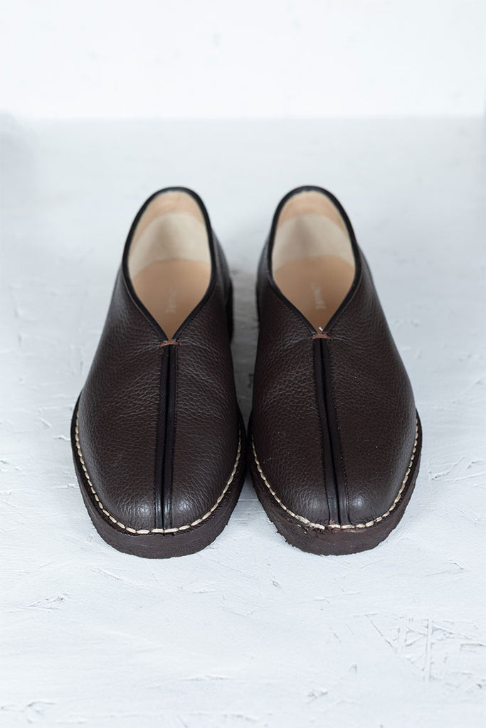 Piped Crepe Slippers - Dark Brown