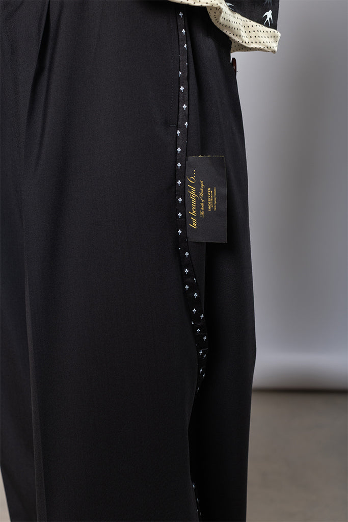 Piping Trimmed Pants - Black
