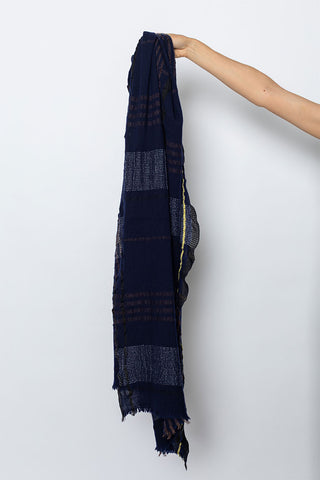 Plaid Frill Scarf - Navy