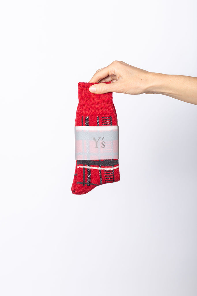 Plaid Socks - Red
