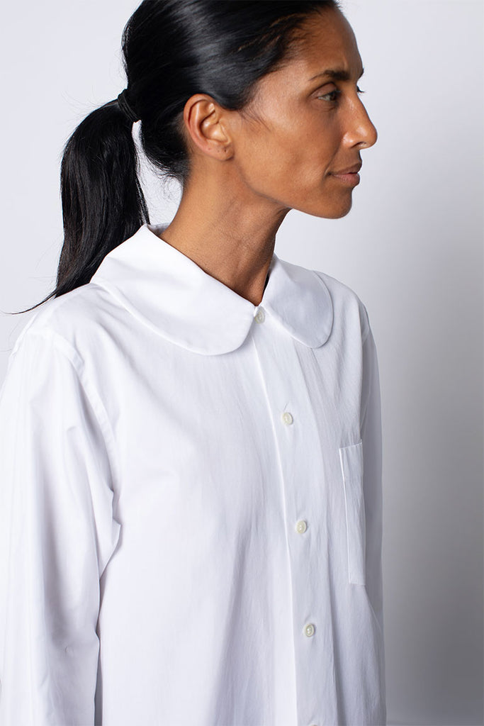 Pleated Hem Shirt - White