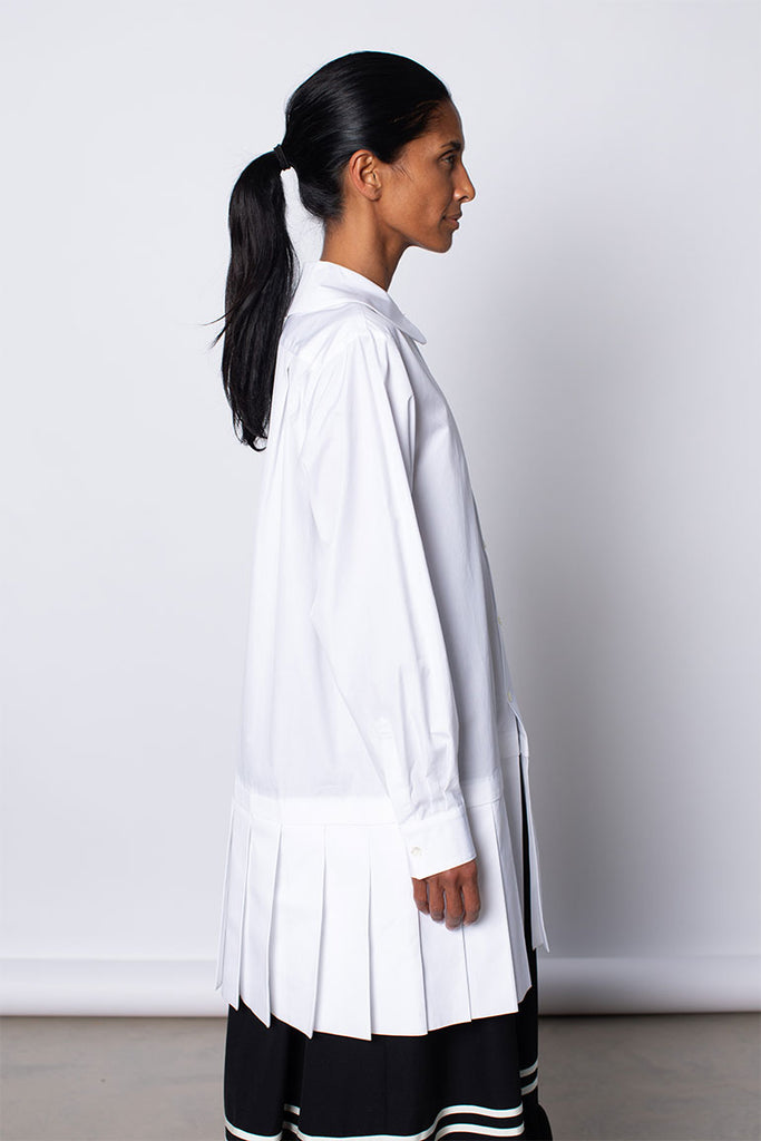Pleated Hem Shirt - White