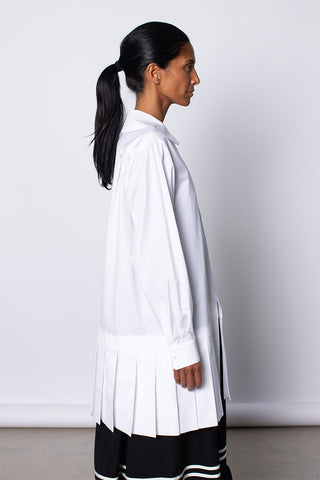 Pleated Hem Shirt - White