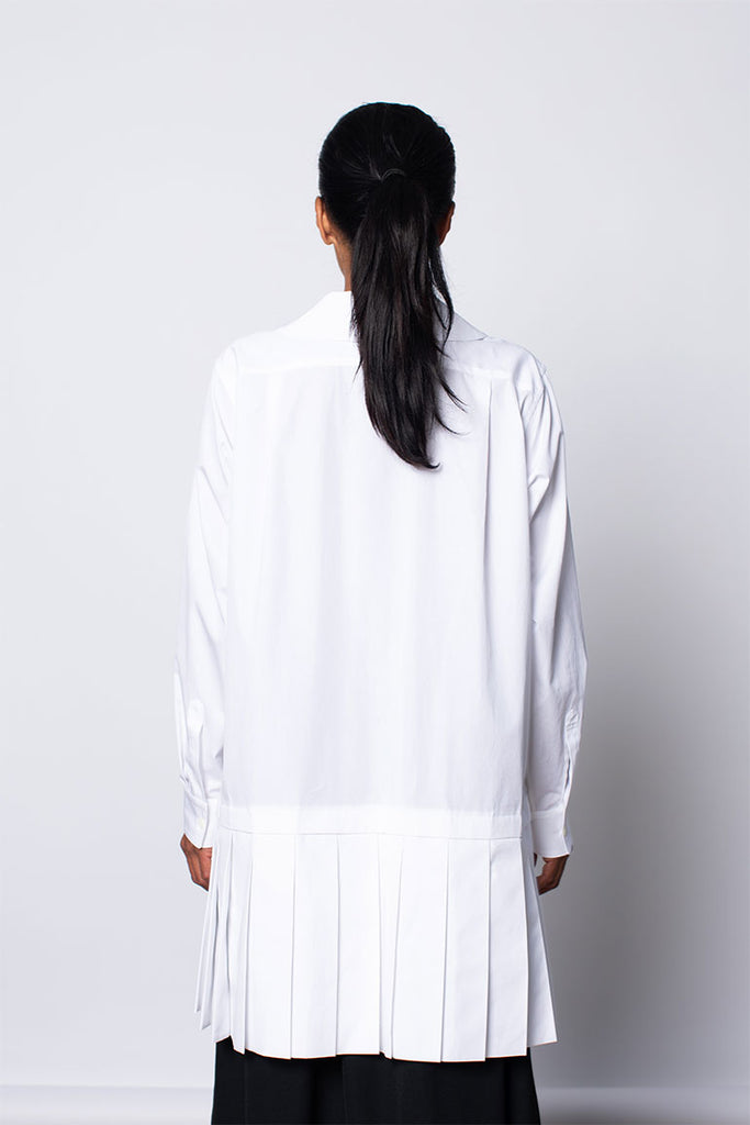 Pleated Hem Shirt - White