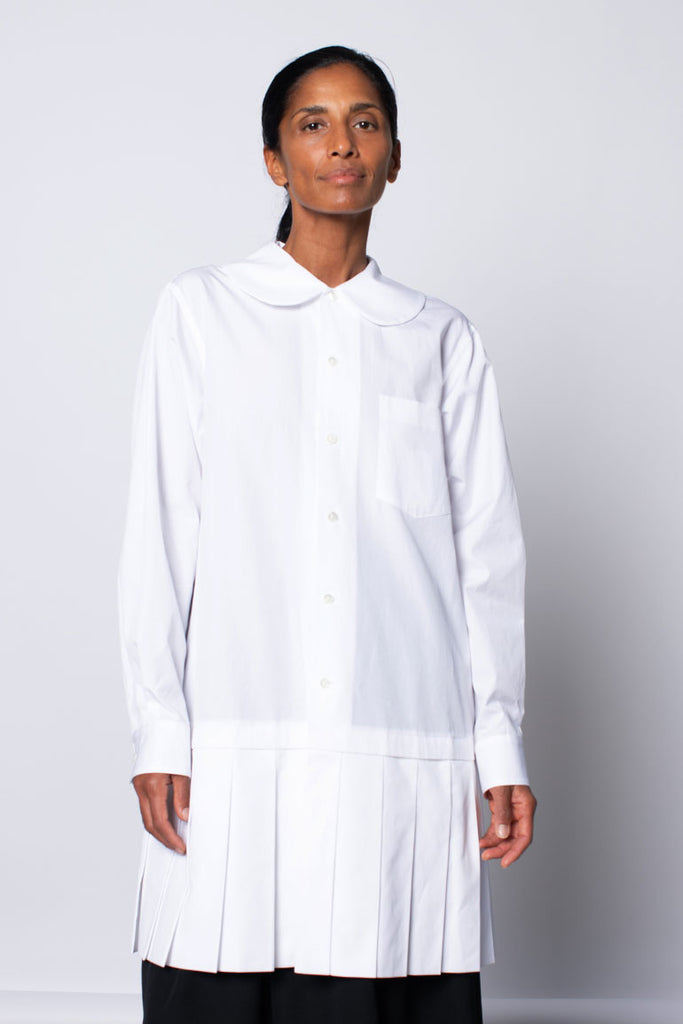 Pleated Hem Shirt - White