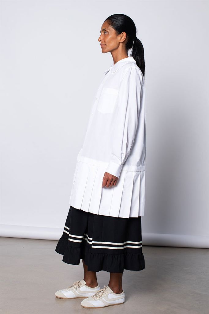 Pleated Hem Shirt - White