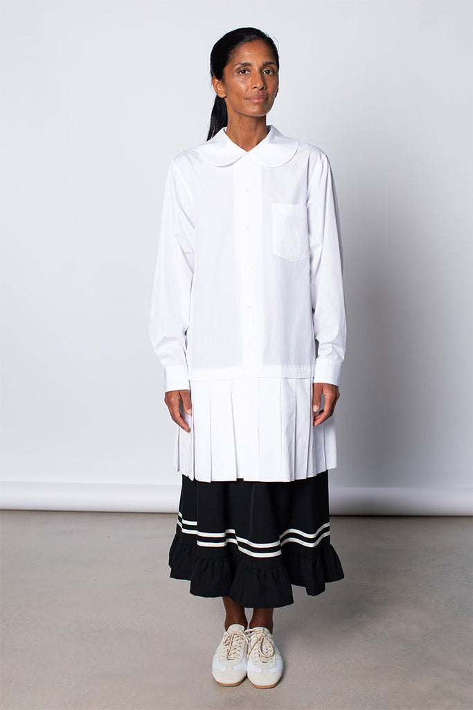 Pleated Hem Shirt - White