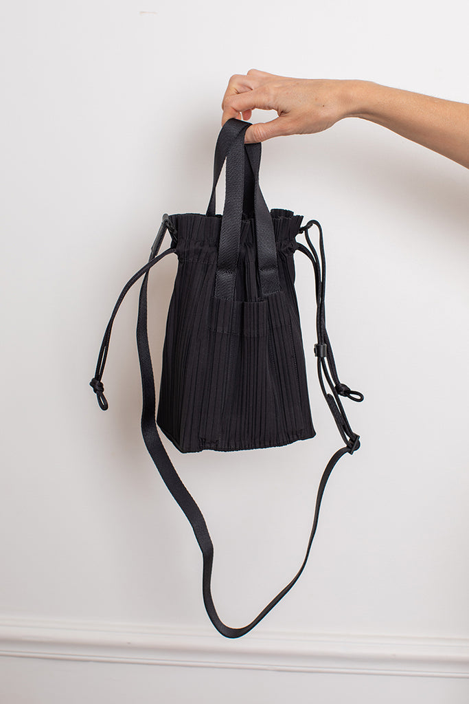 Pleated Tote Bag - Black