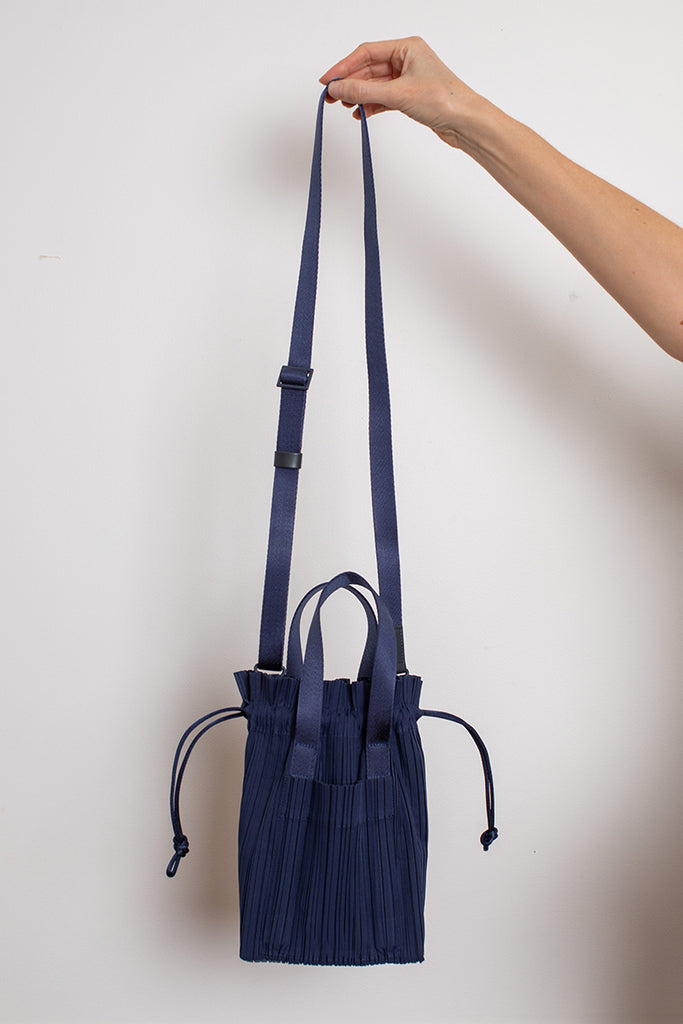 Pleated Tote Bag - Navy