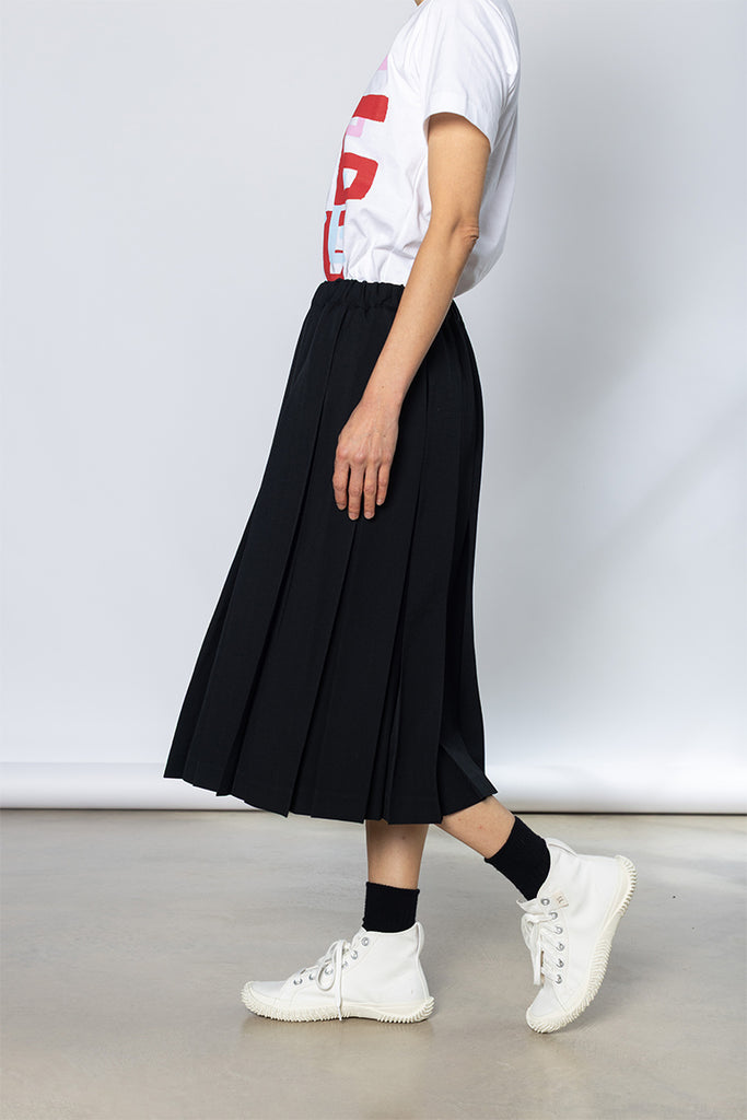 Pleated Wool Skirt - Black
