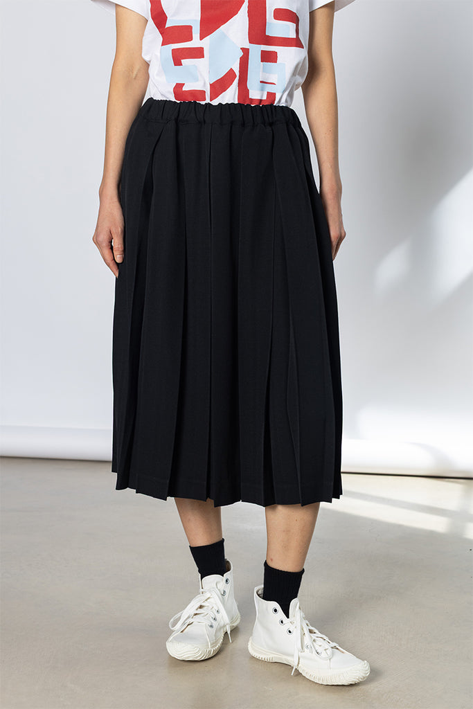 Pleated Wool Skirt - Black