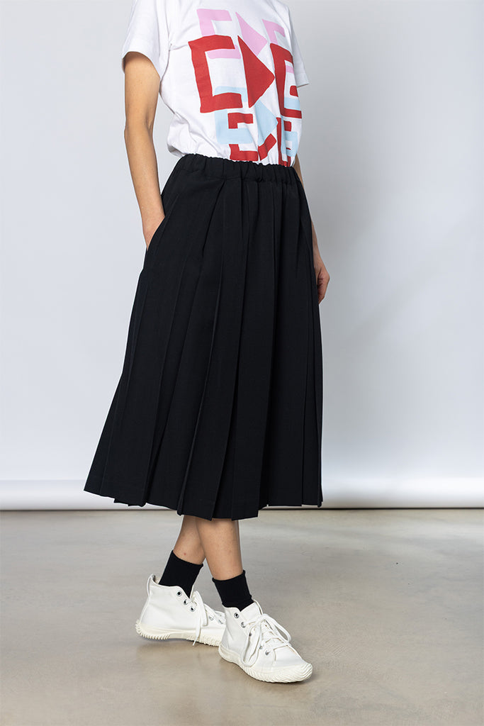 Pleated Wool Skirt - Black