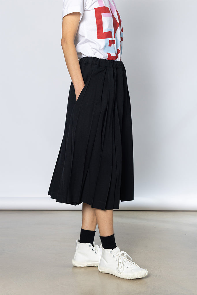 Pleated Wool Skirt - Black