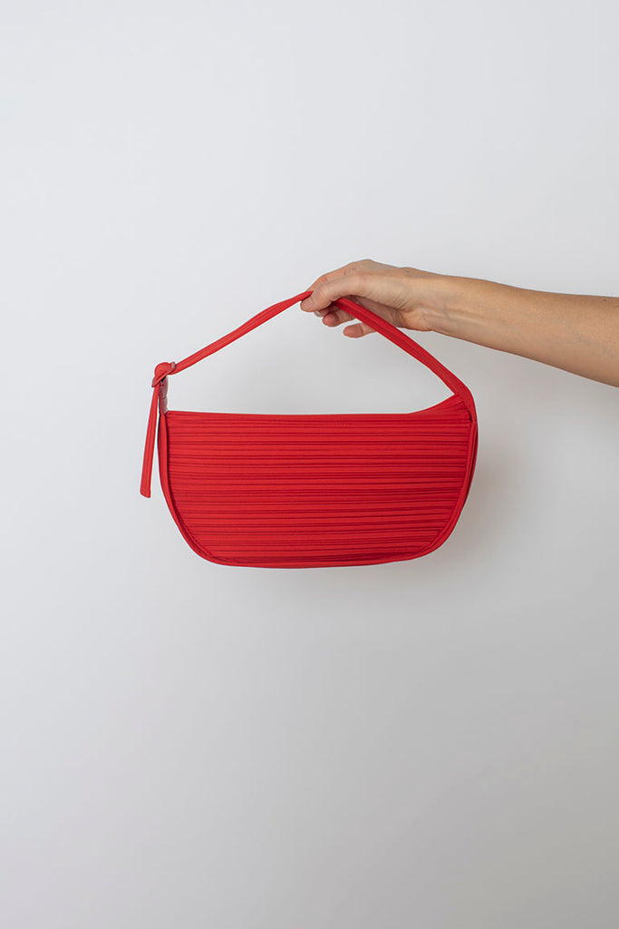 Pleats Half Moon Bag - Red