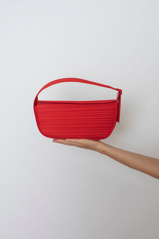 Pleats Half Moon Bag - Red