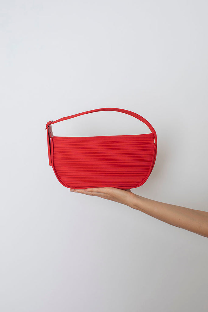 Pleats Half Moon Bag - Red