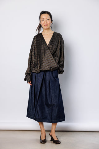 Camiel Draped Wrap Blouse - Brown