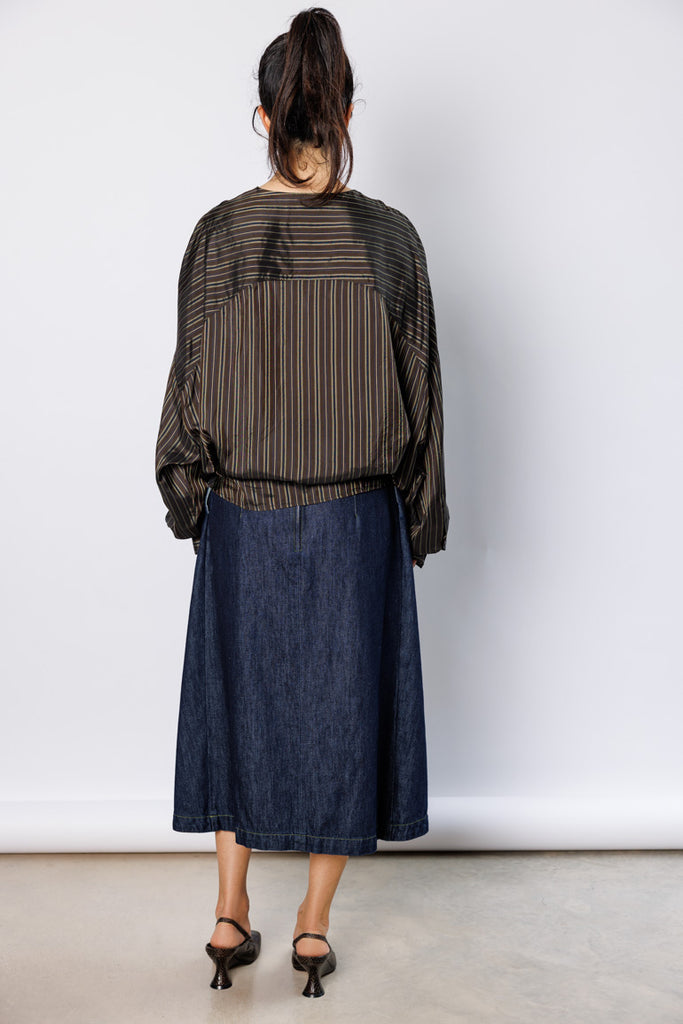 Camiel Draped Wrap Blouse - Brown