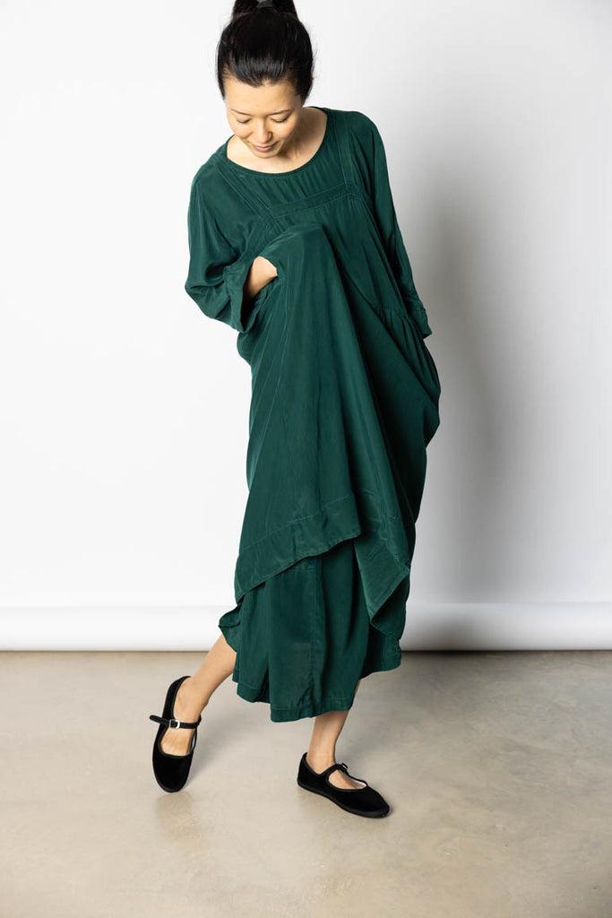 Garment Dyed Silk French Slip Dress - Jungle
