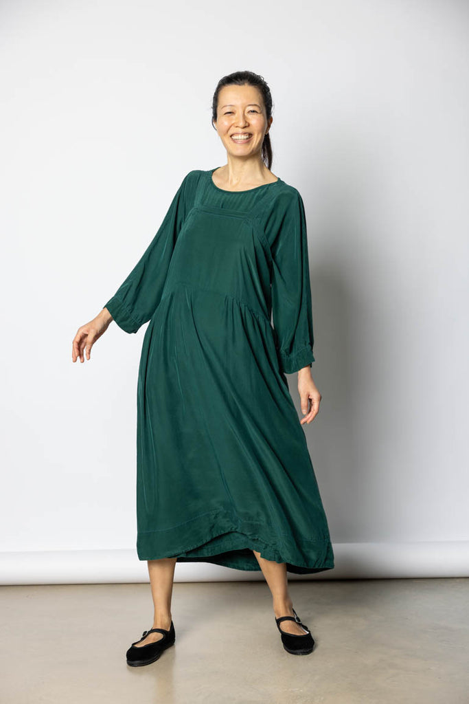 Garment Dyed Silk French Slip Dress - Jungle