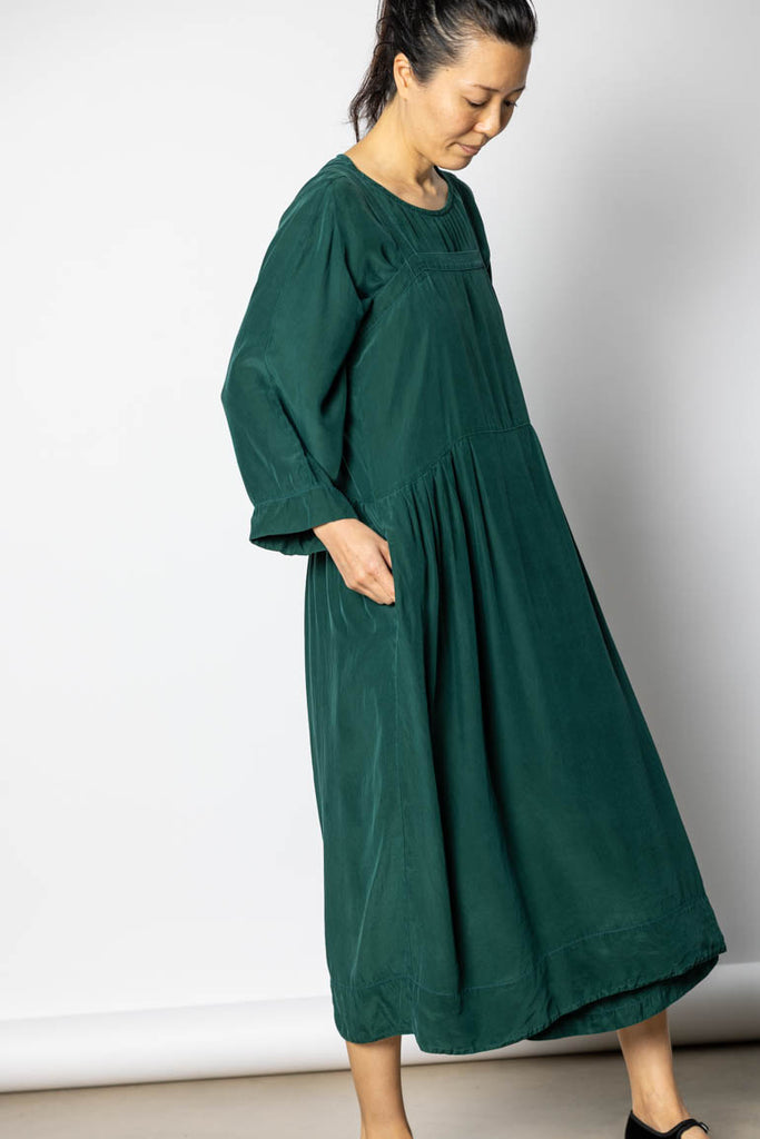 Garment Dyed Silk French Slip Dress - Jungle