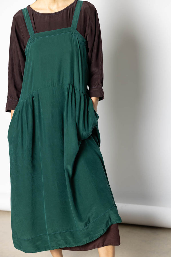 Garment Dyed Silk French Slip Dress - Jungle