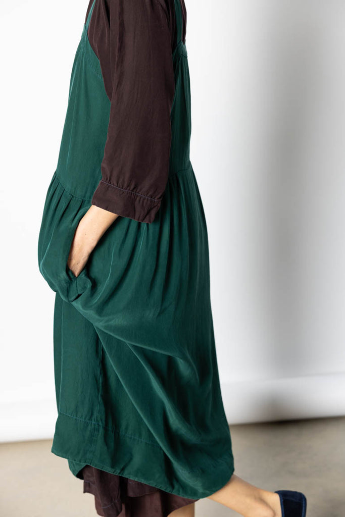 Garment Dyed Silk French Slip Dress - Jungle
