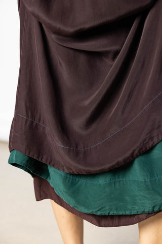 Garment Dyed Silk Drop Waist Dress - Pecan