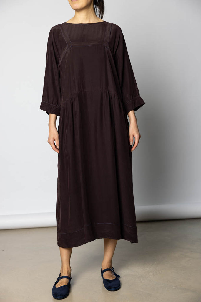 Garment Dyed Silk Drop Waist Dress - Pecan