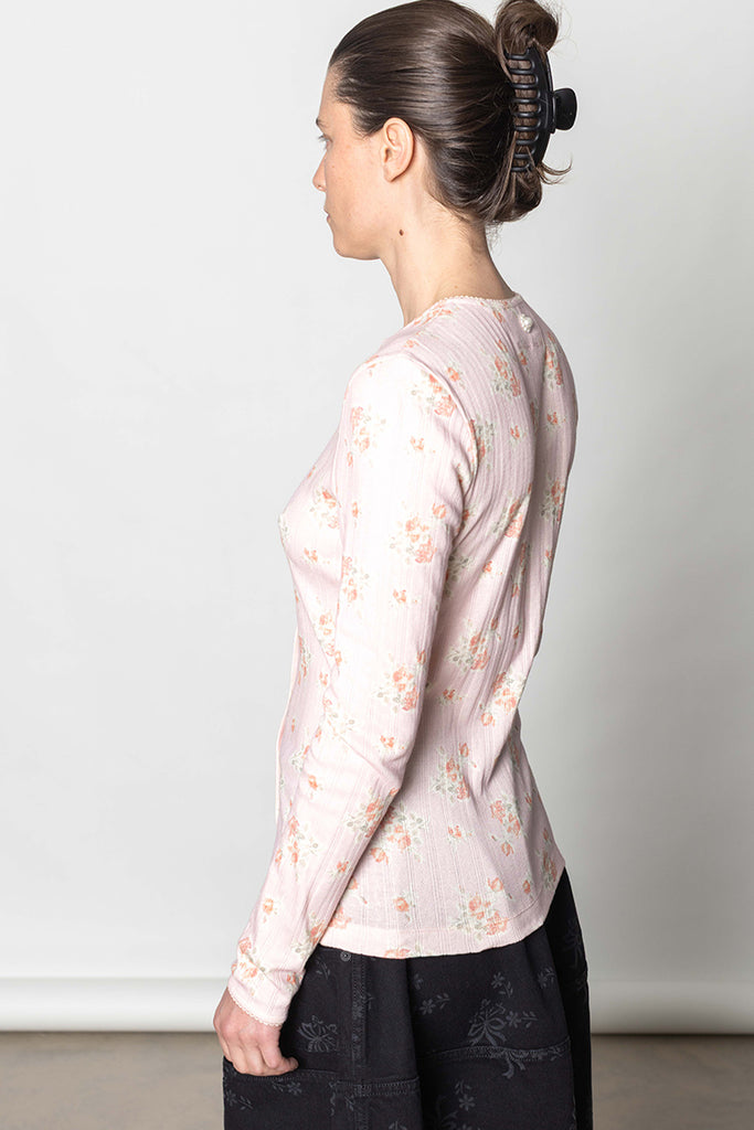 Pointelle Cardigan - Pink/Pearl