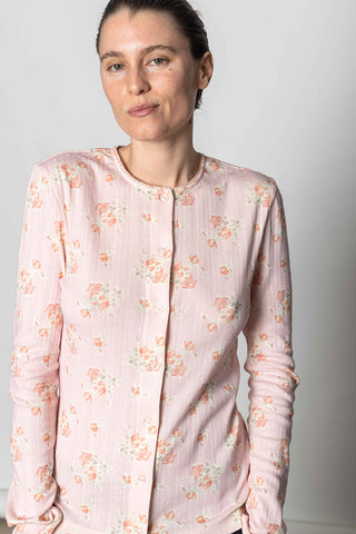 Pointelle Cardigan - Pink/Pearl