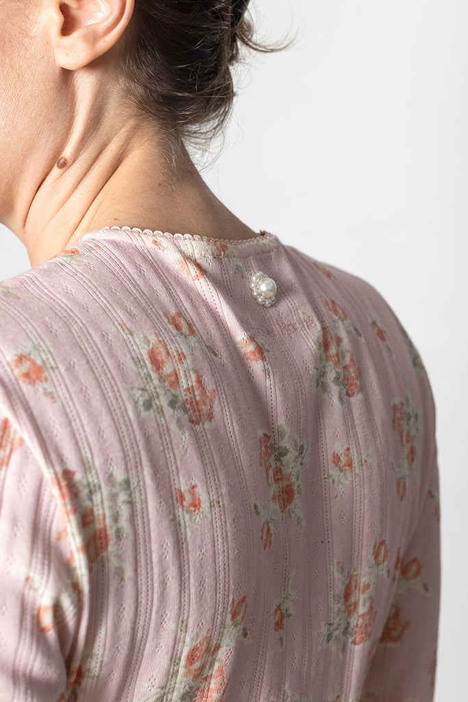 Pointelle Cardigan - Pink/Pearl