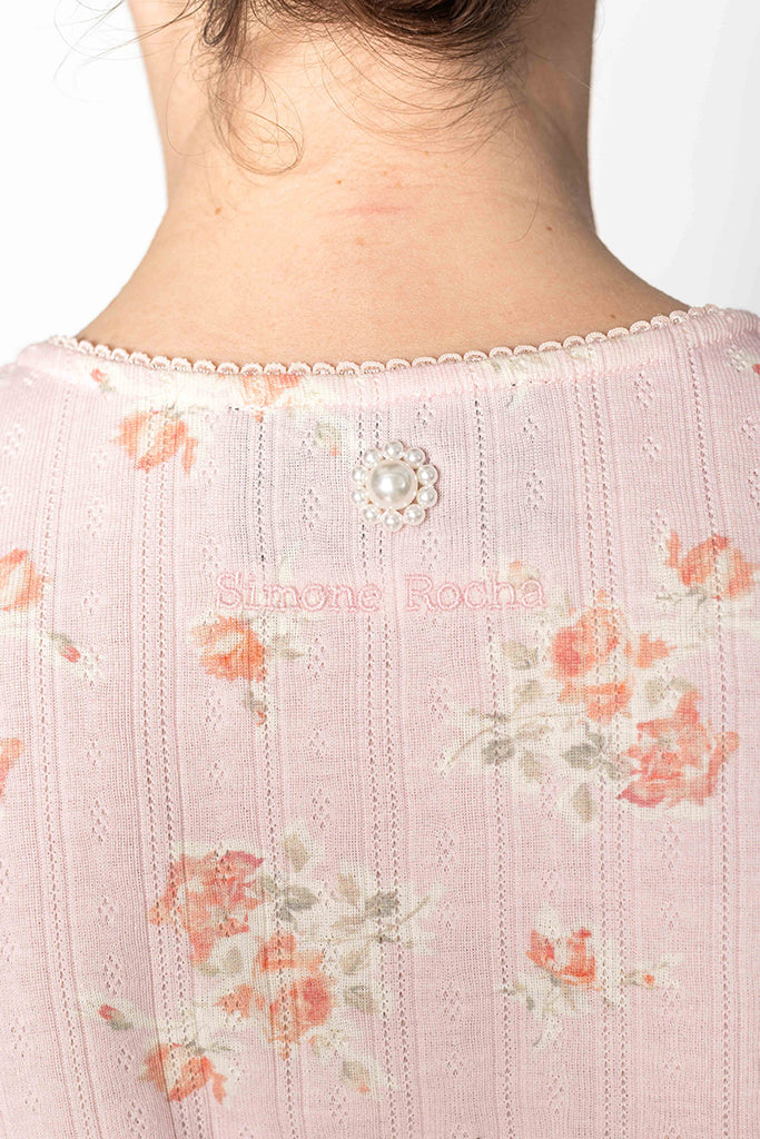 Pointelle Cardigan - Pink/Pearl