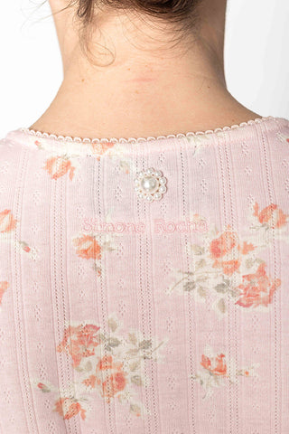 Pointelle Cardigan - Pink/Pearl
