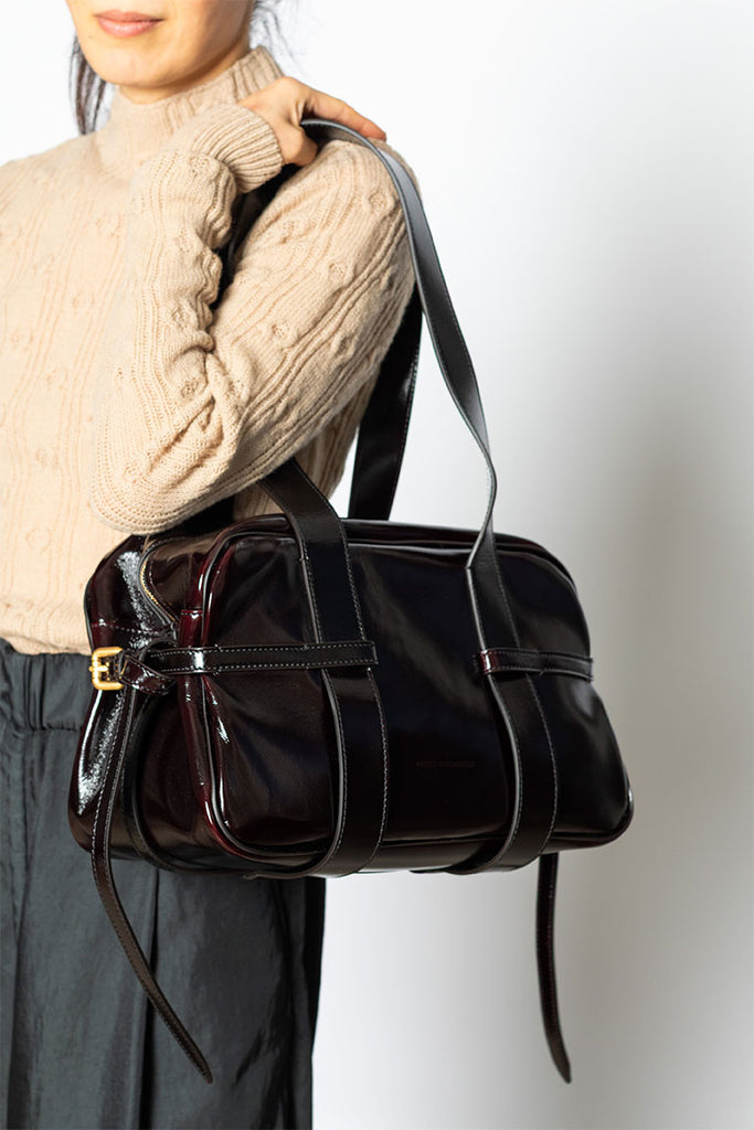 Polished Leather Bowling Bag - Ruby