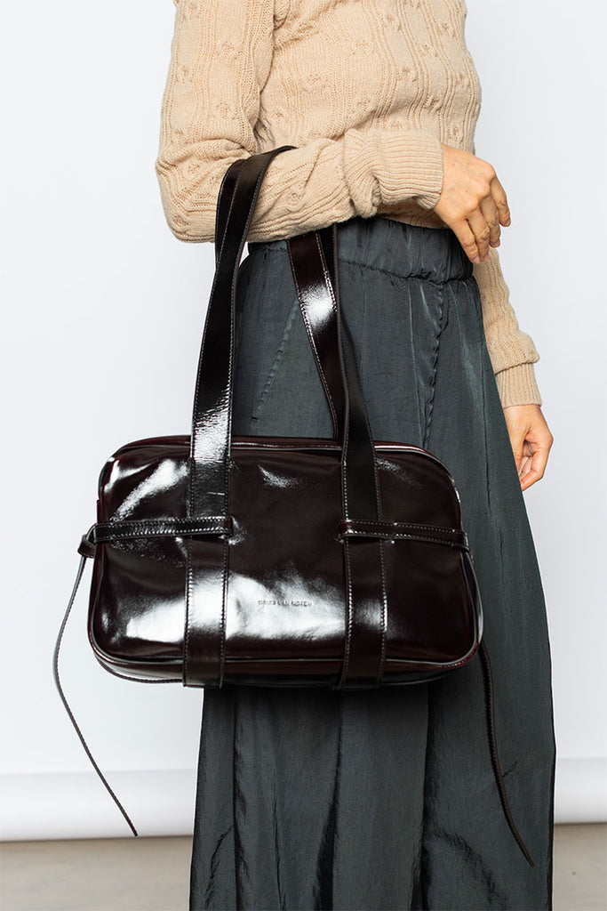 Polished Leather Bowling Bag - Ruby