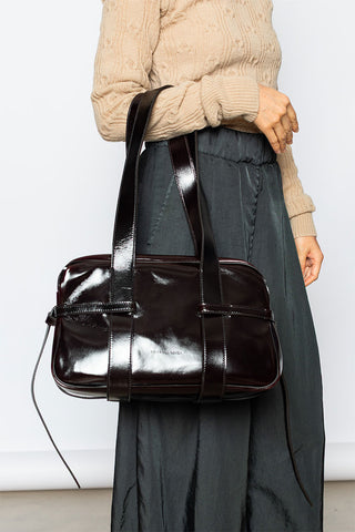Polished Leather Bowling Bag - Ruby