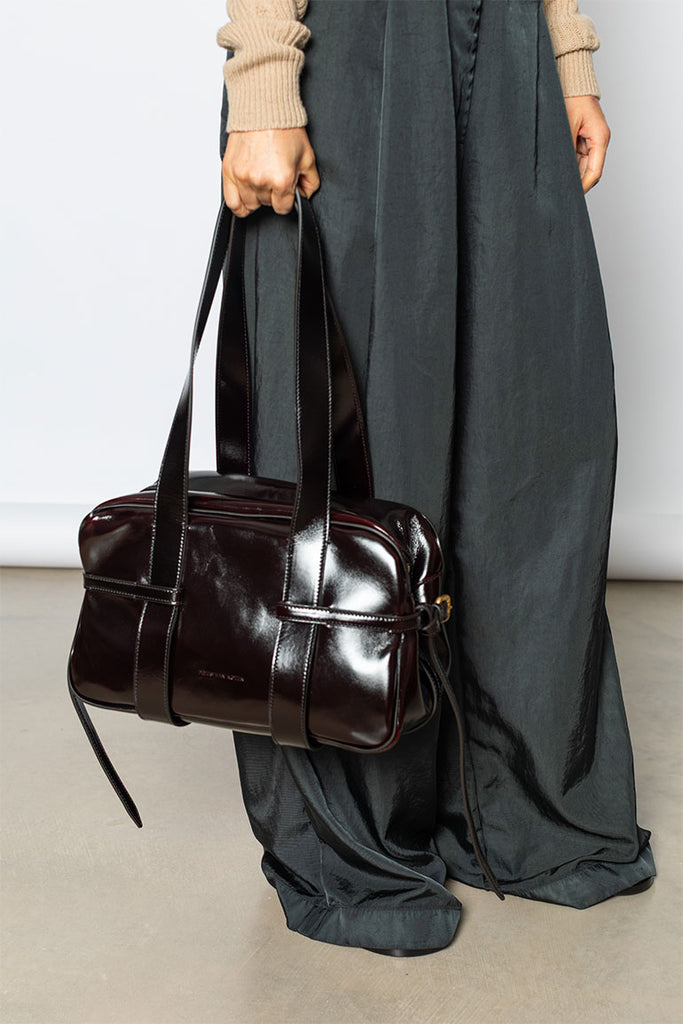 Polished Leather Bowling Bag - Ruby
