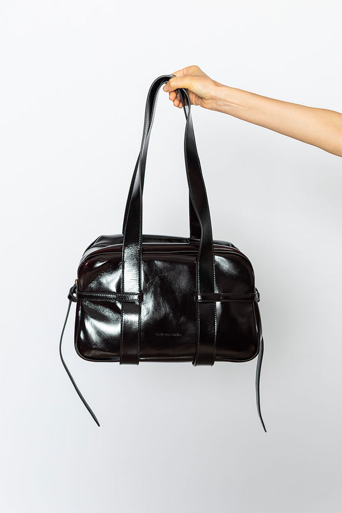 Polished Leather Bowling Bag - Ruby