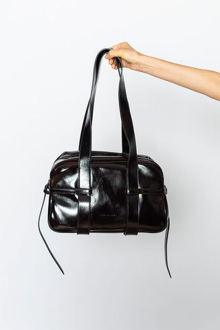 Polished Leather Bowling Bag - Ruby