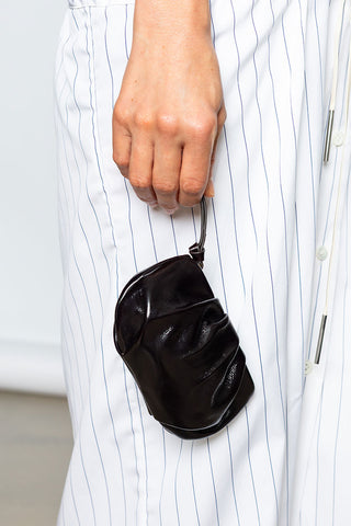 Polished Leather Pleated Purse - Ruby