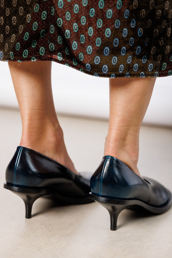 Polished Leather Pumps - Turquoise
