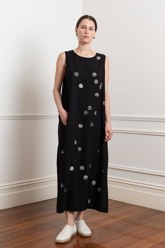 Polka Dot Print Dress - Black