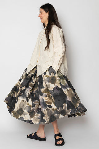 Printed Double Rideau Skirt - Khaki